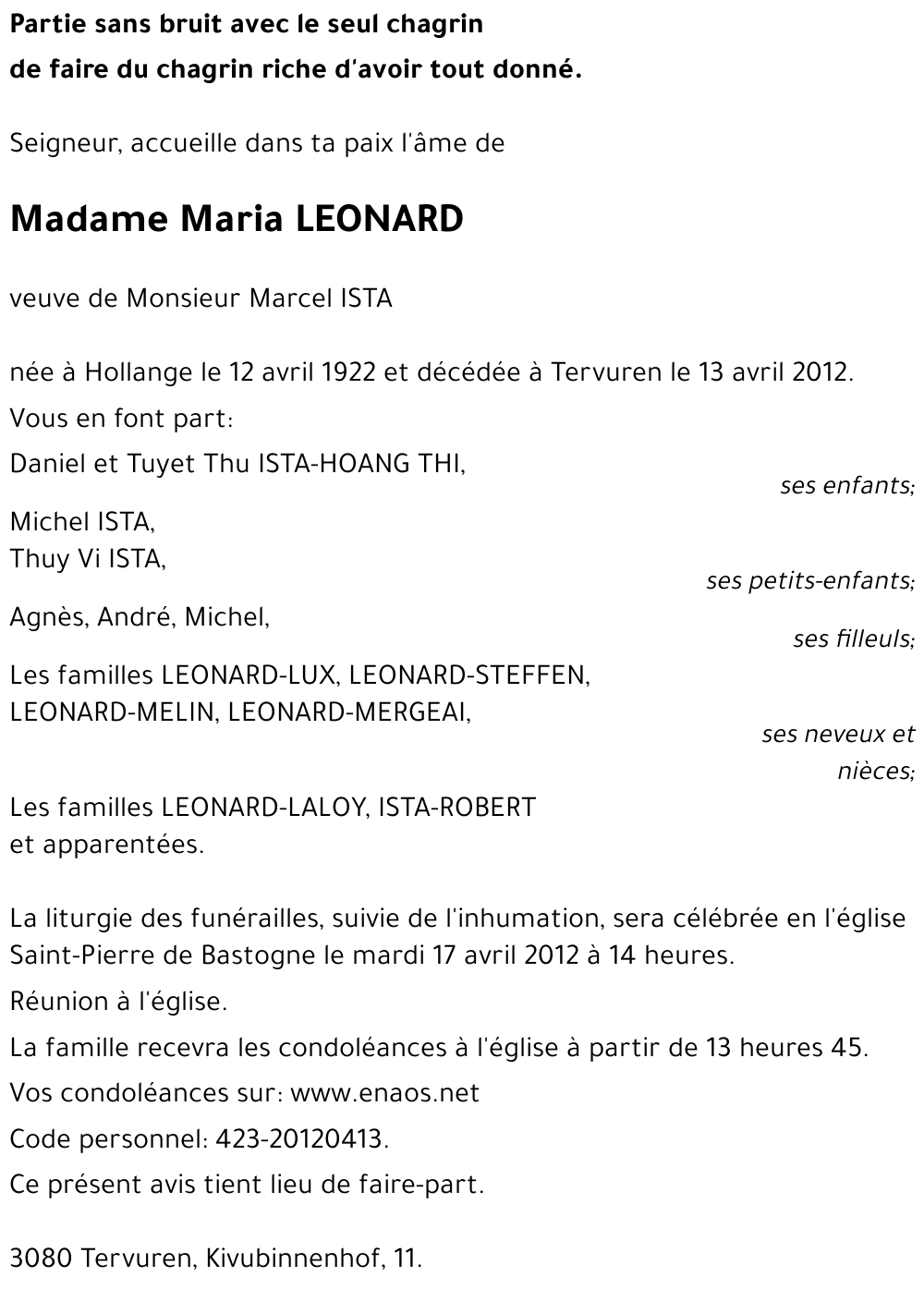 Maria LEONARD