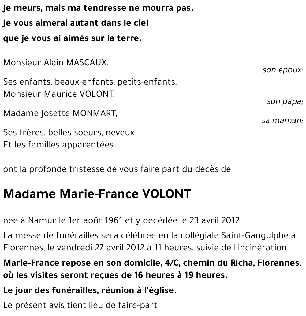 Marie-France VOLONT