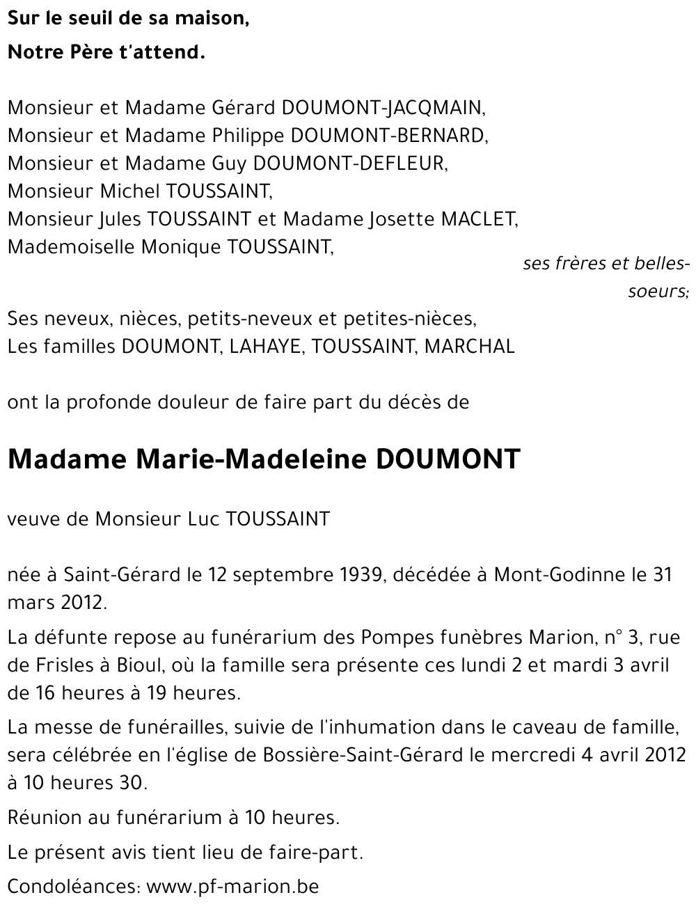 Marie-Madeleine DOUMONT