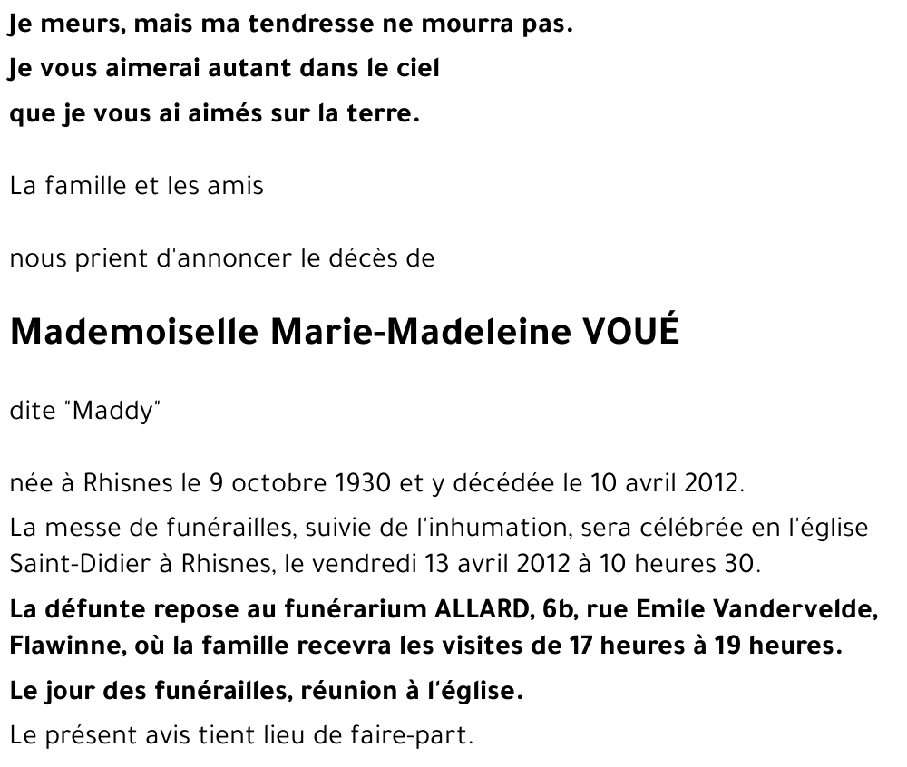 Marie-Madeleine VOUÉ