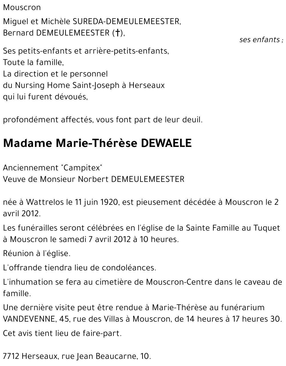 Marie-Thérèse DEWAELE