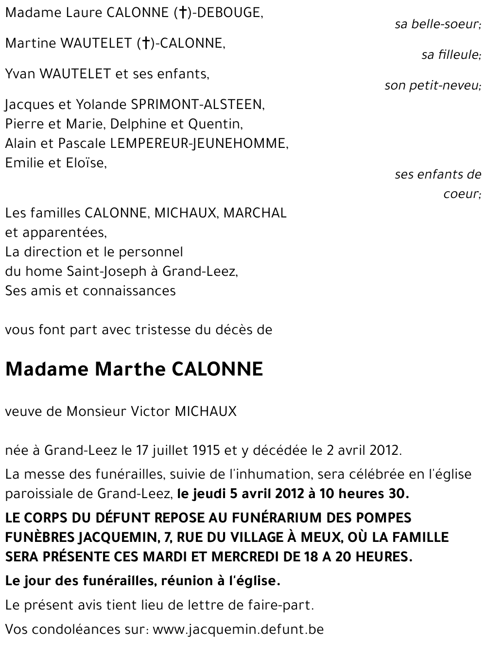 Marthe CALONNE