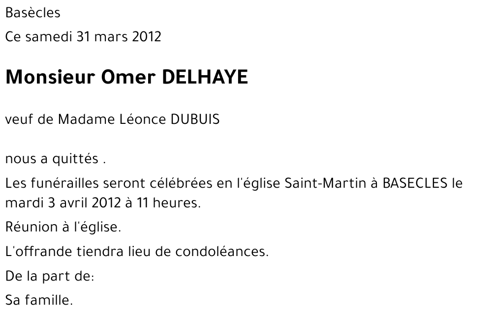 Omer DELHAYE