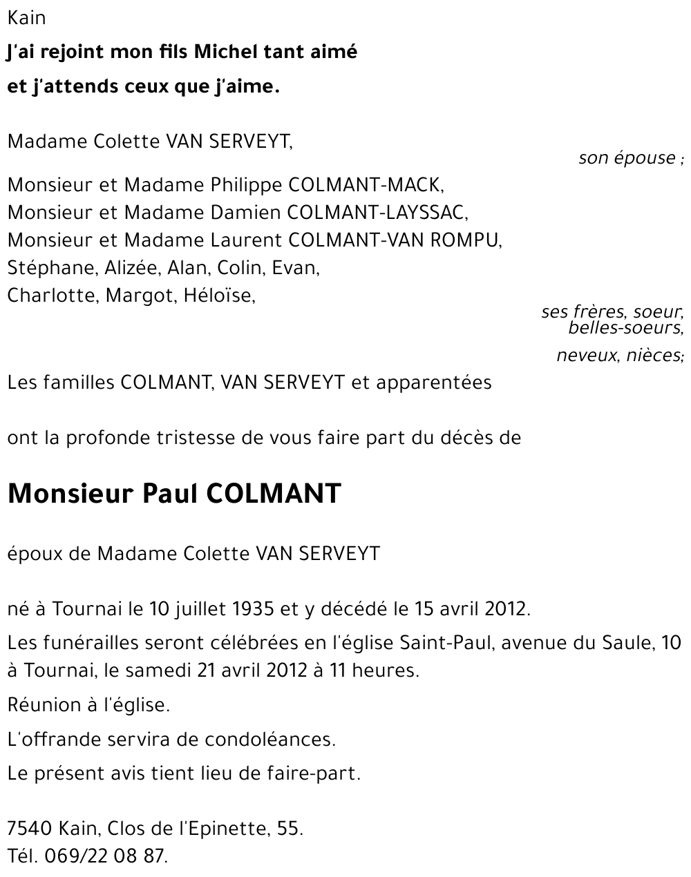 Paul COLMANT