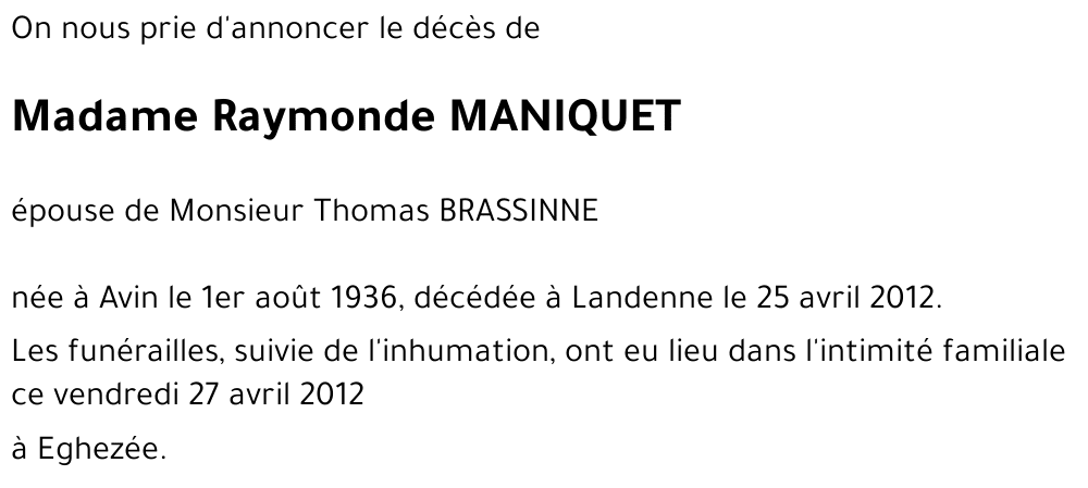 Raymonde MANIQUET