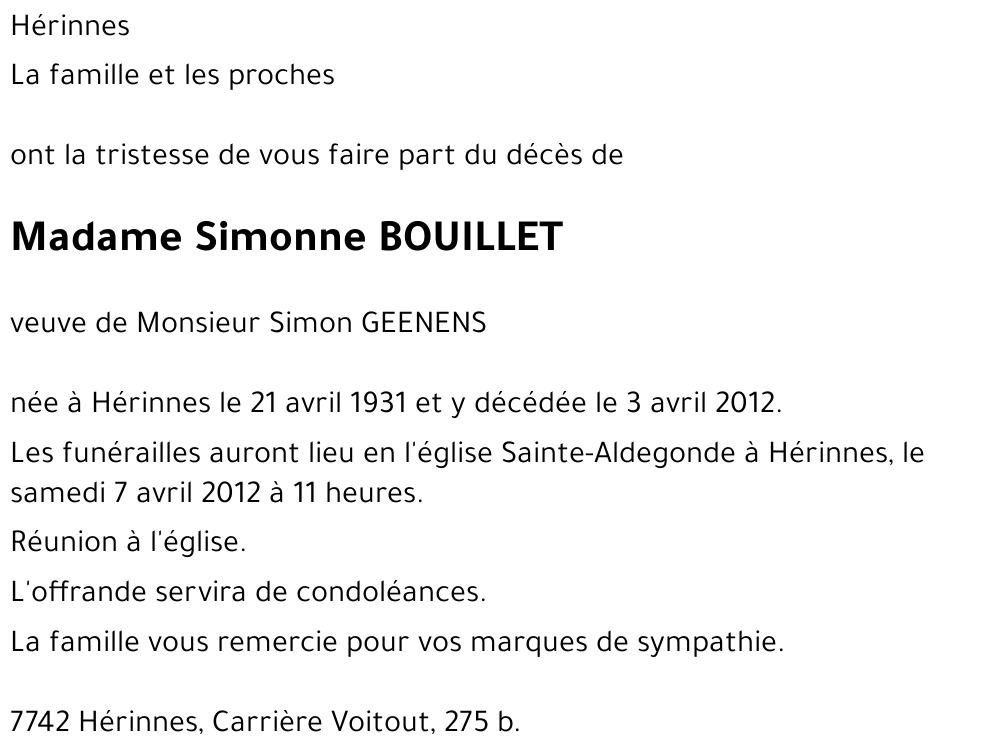 Simonne BOUILLET