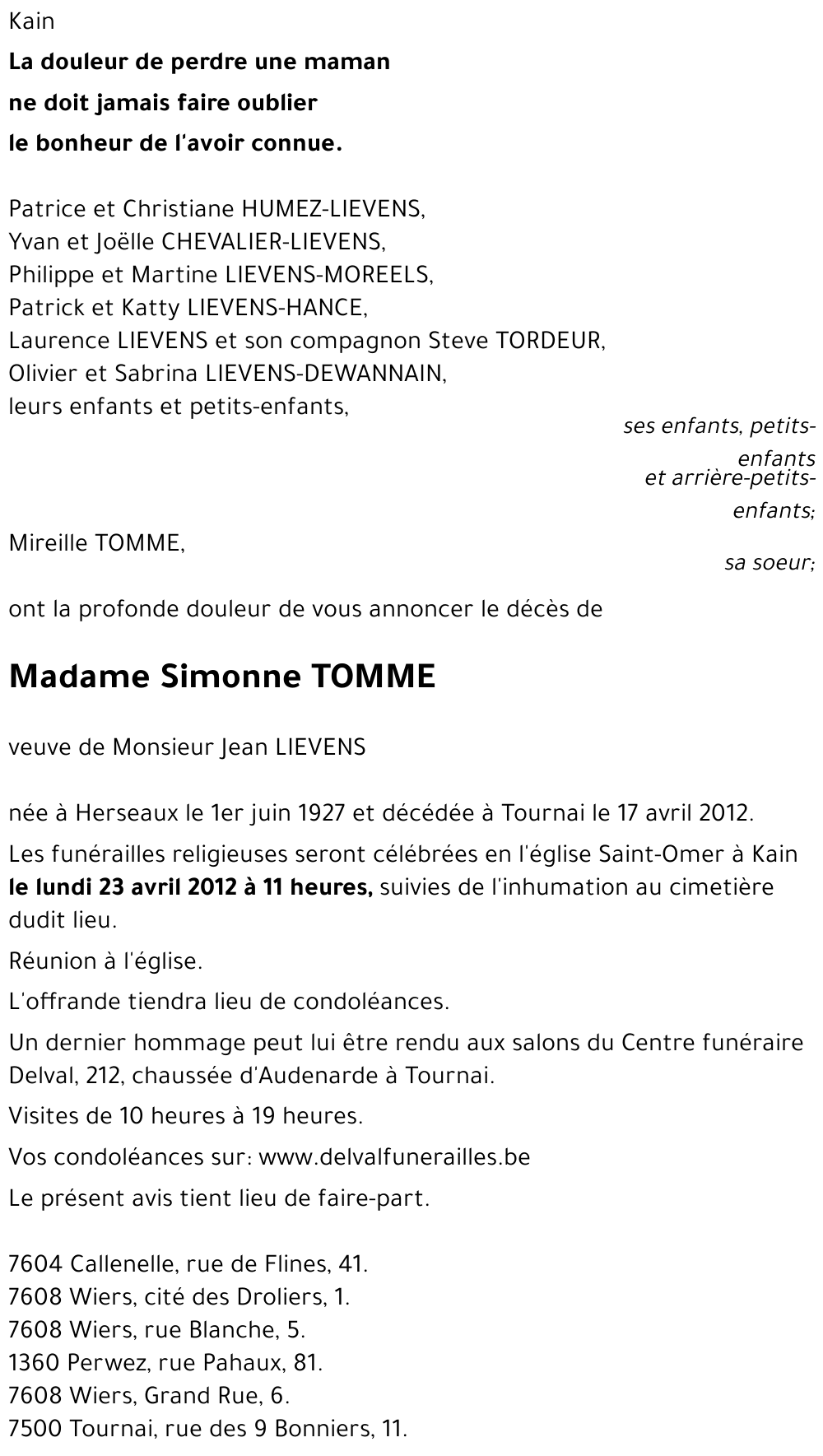 Simonne TOMME