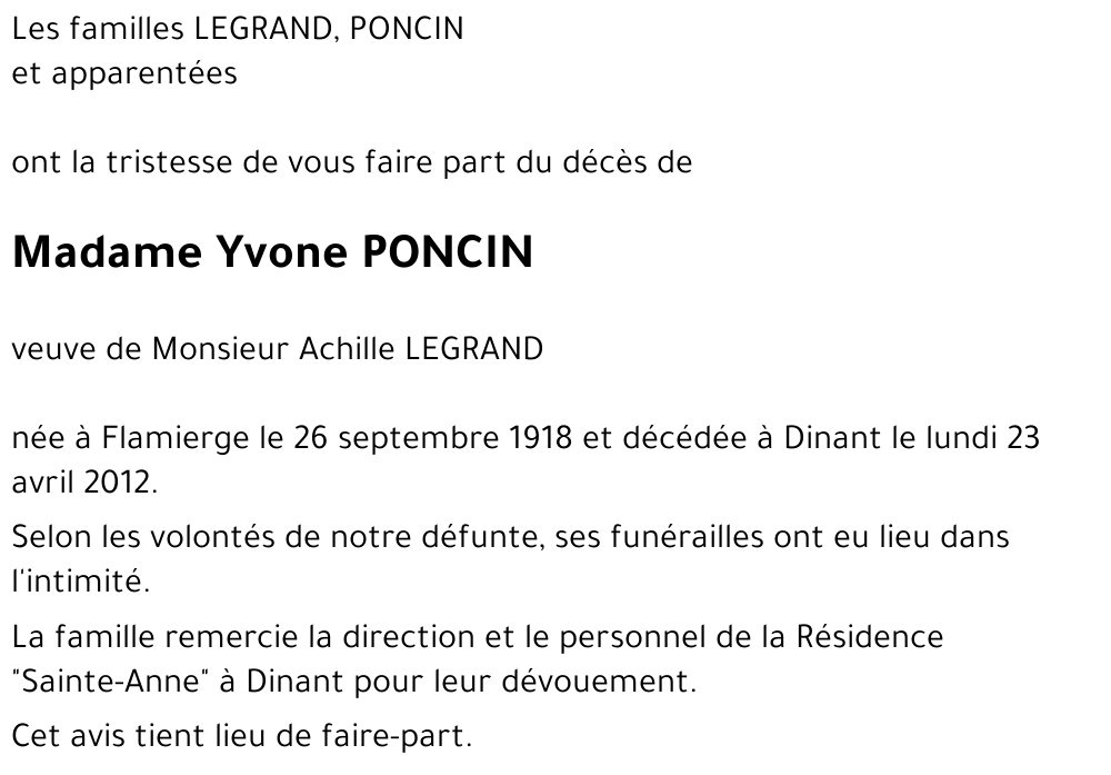 Yvone PONCIN