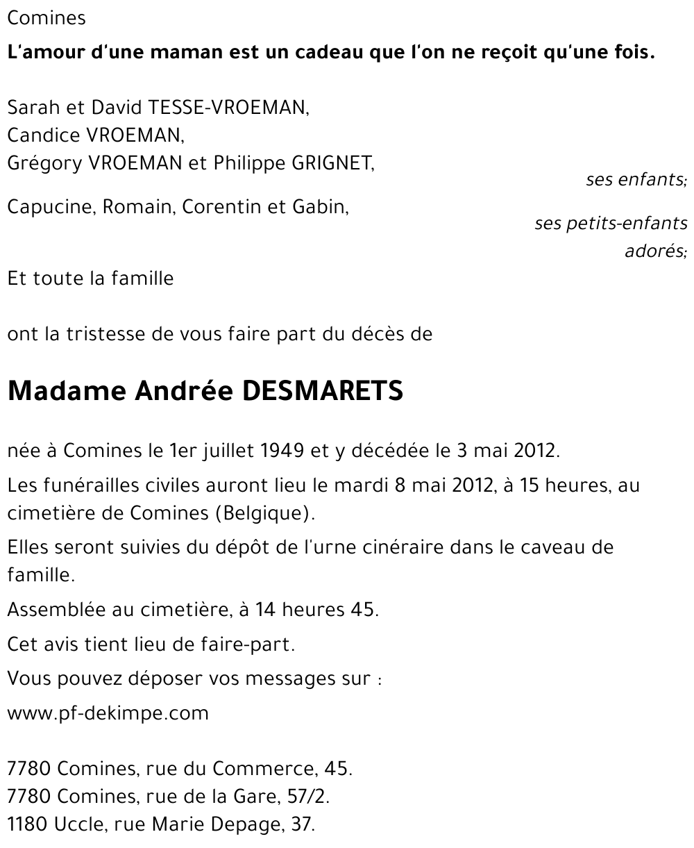 Andrée DESMARETS