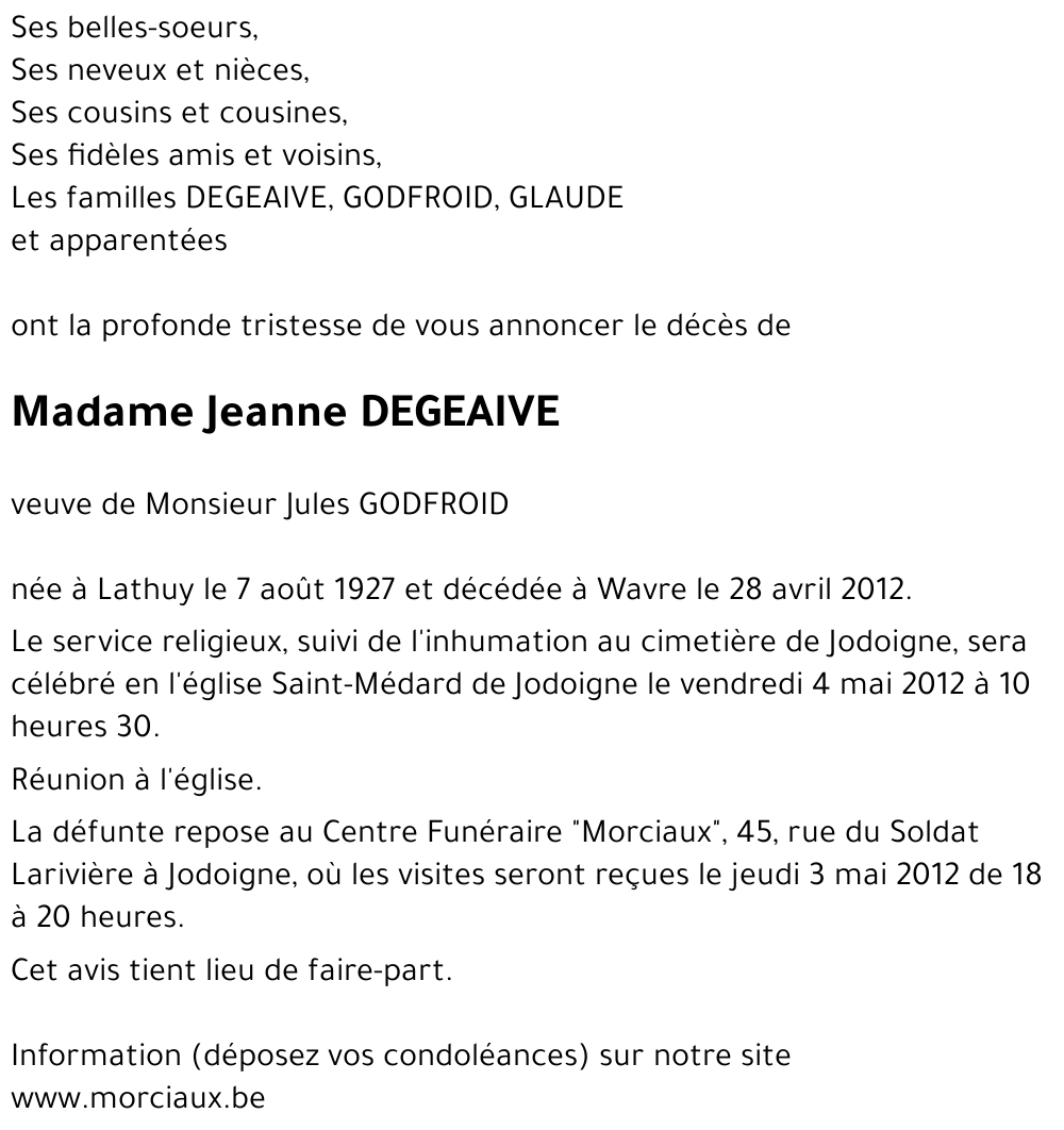 Jeanne DEGEAIVE