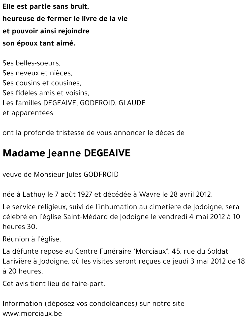 Jeanne DEGEAIVE