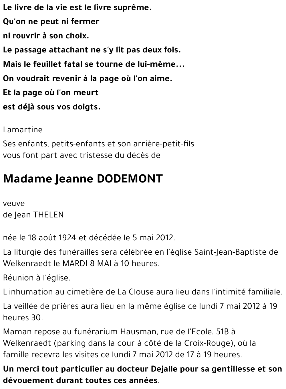 Jeanne DODEMONT