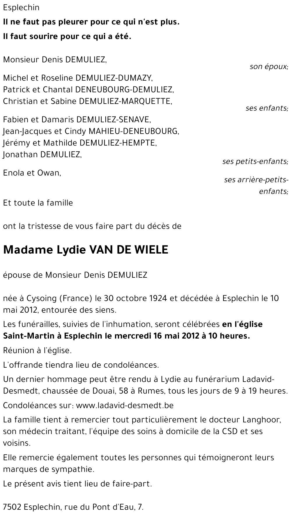 Lydie VAN DE WIELE