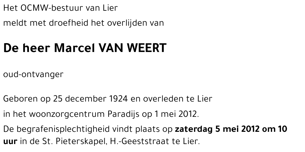 Marcel VAN WEERT