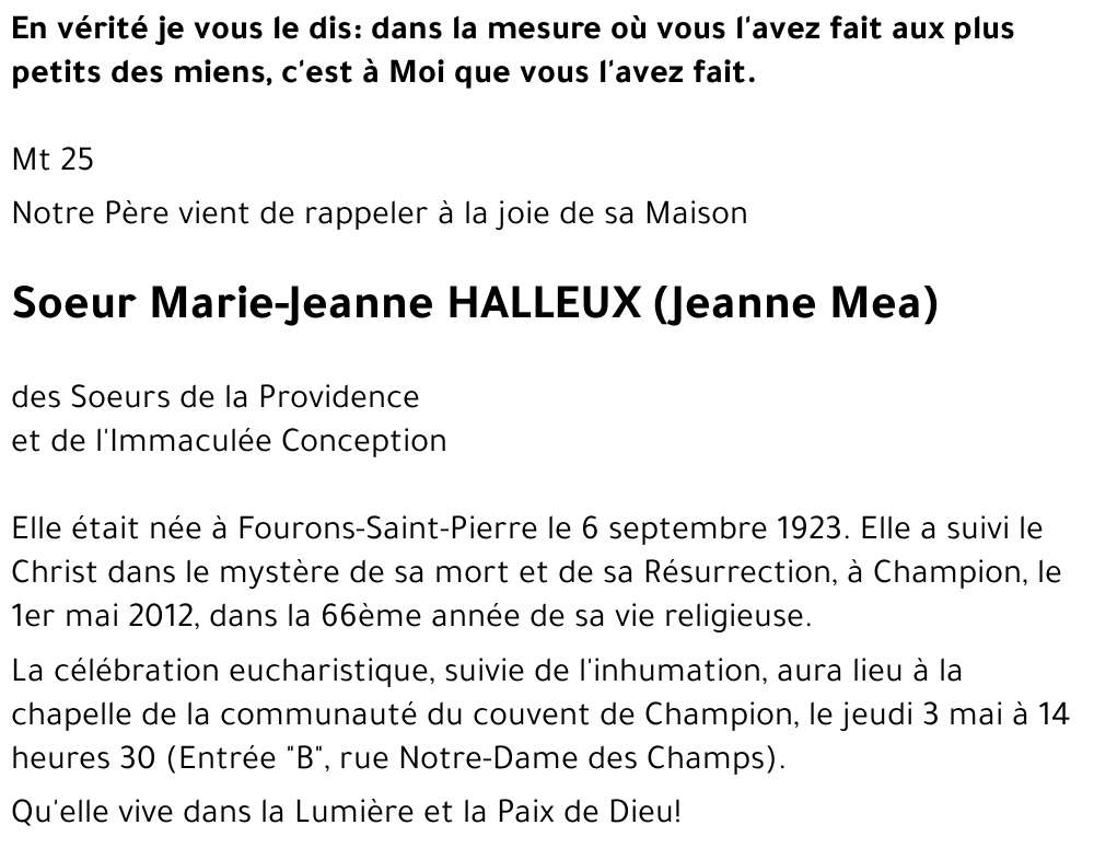 Marie-Jeanne HALLEUX