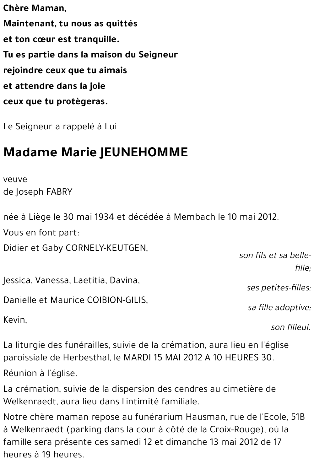 Marie JEUNEHOMME