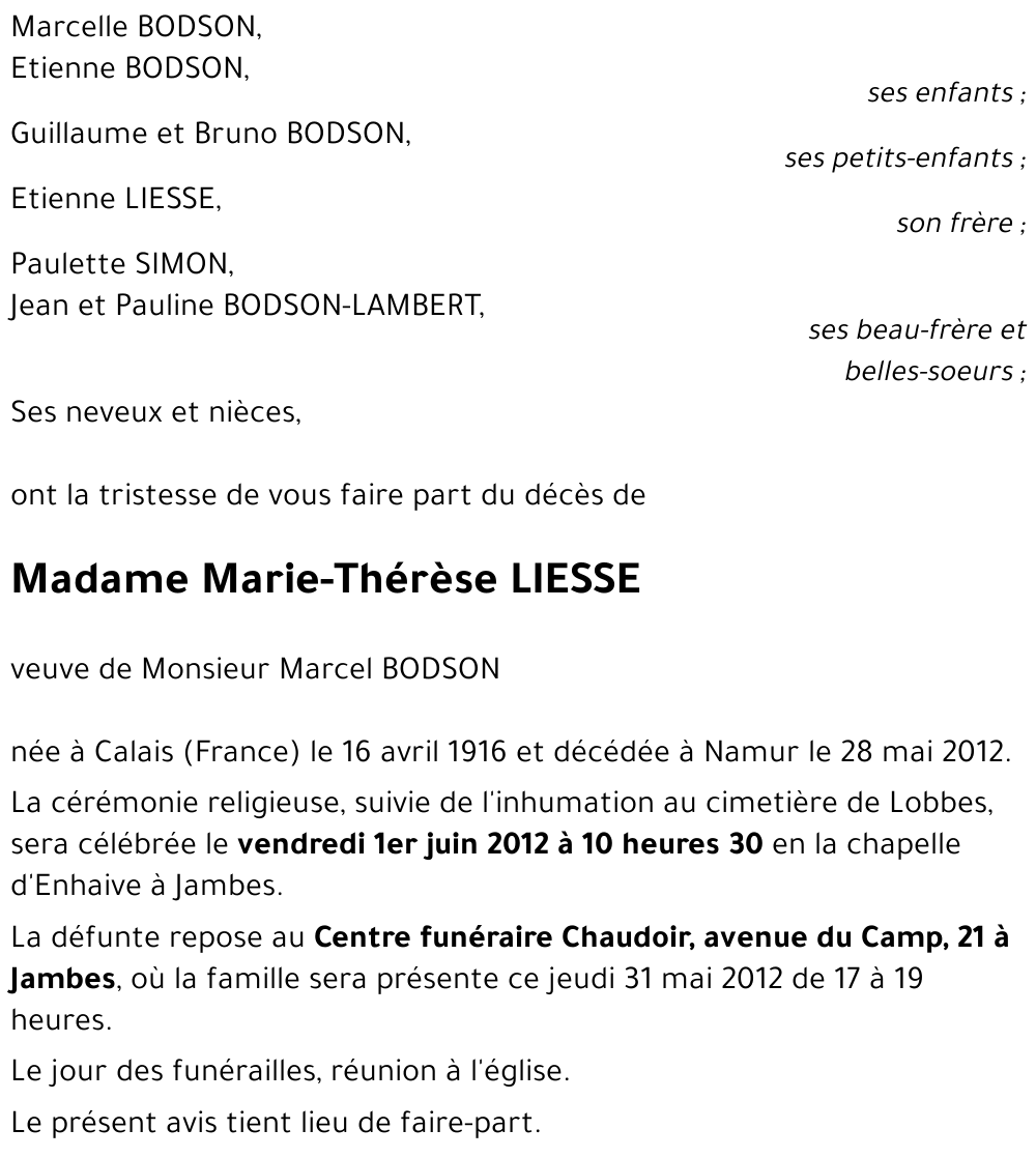 Marie-Thérèse LIESSE