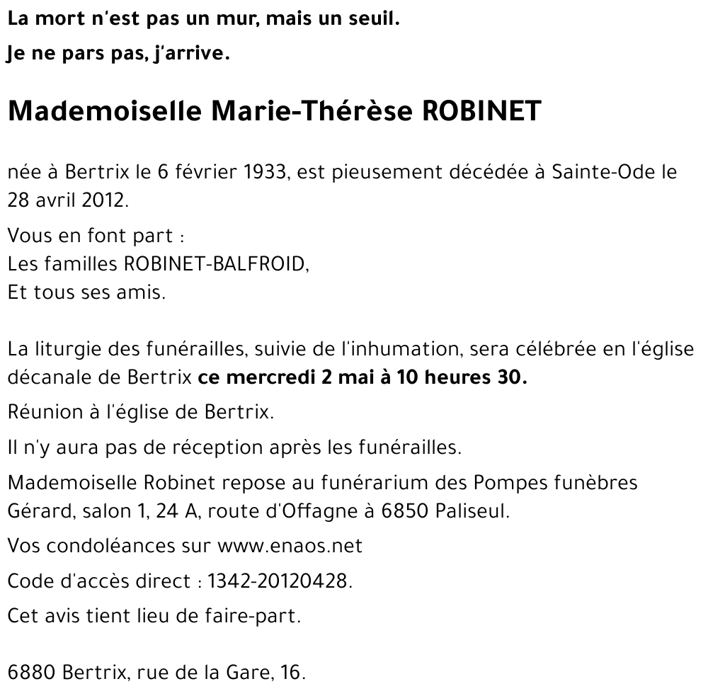 Marie-Thérèse ROBINET