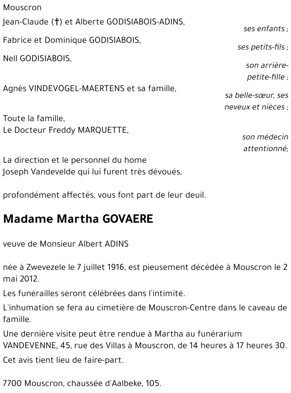 Martha GOVAERE