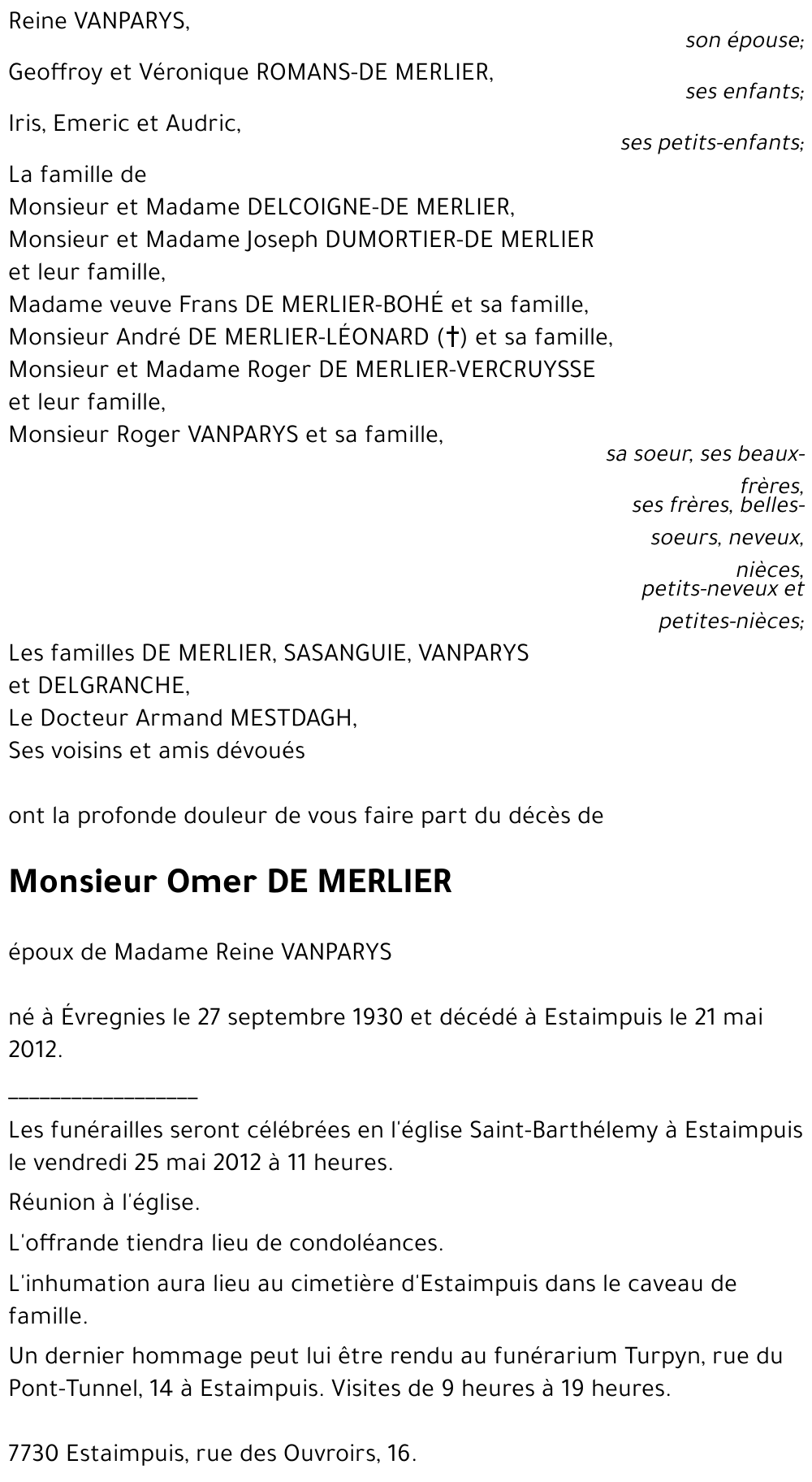 Omer DE MERLIER