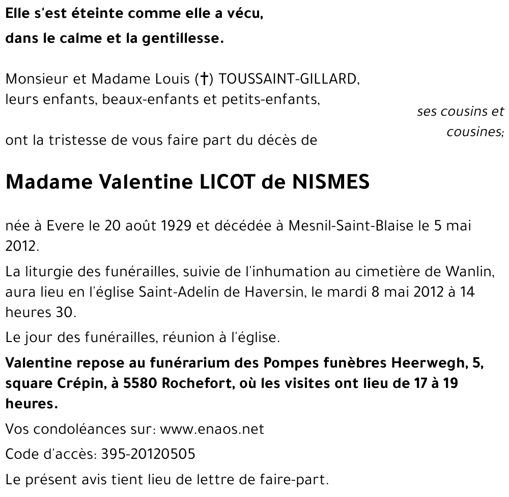 Valentine LICOT de NISMES