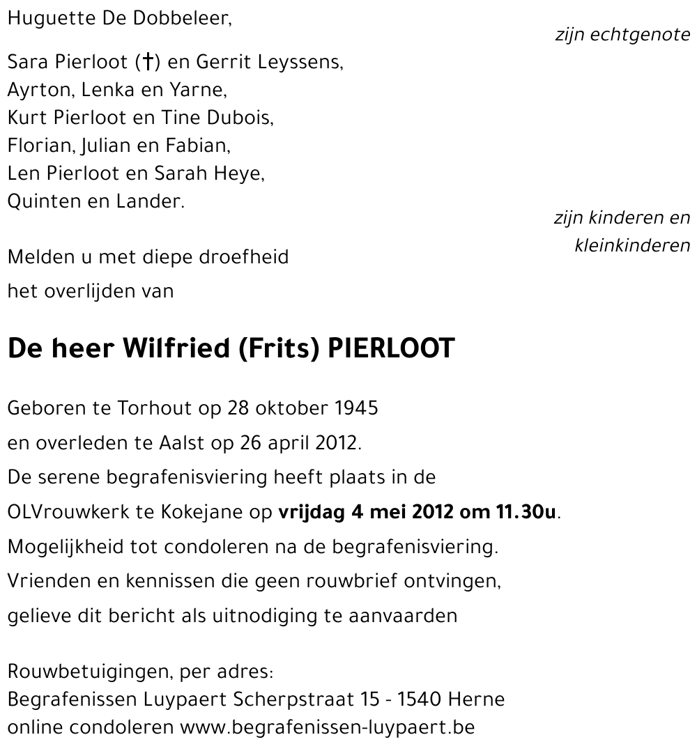 Wilfried (Frits) PIERLOOT