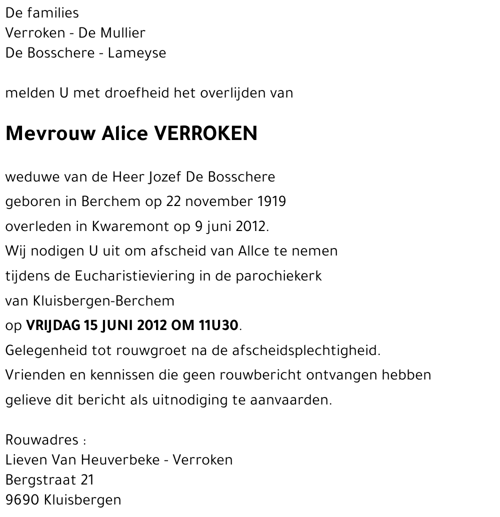 Alice VERROKEN