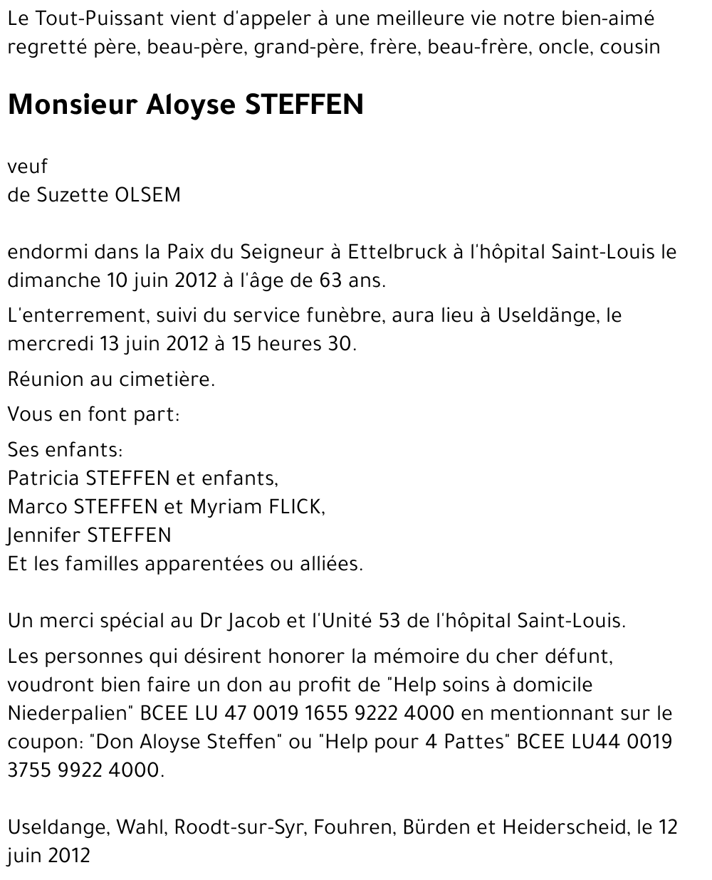 Aloyse STEFFEN