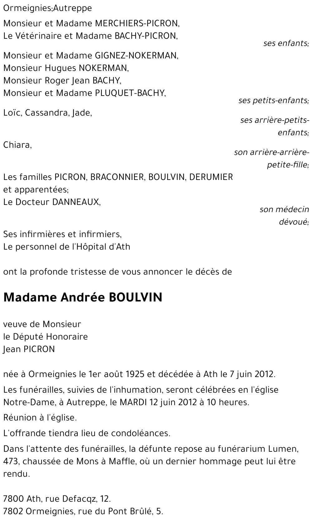 Andrée BOULVIN