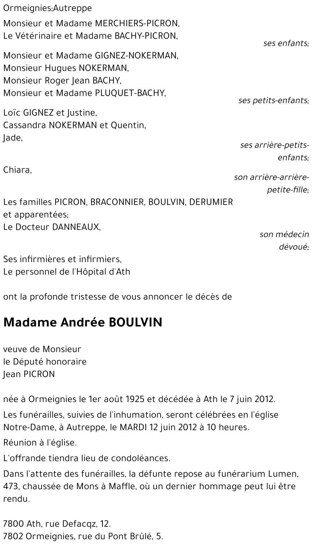 Andrée BOULVIN