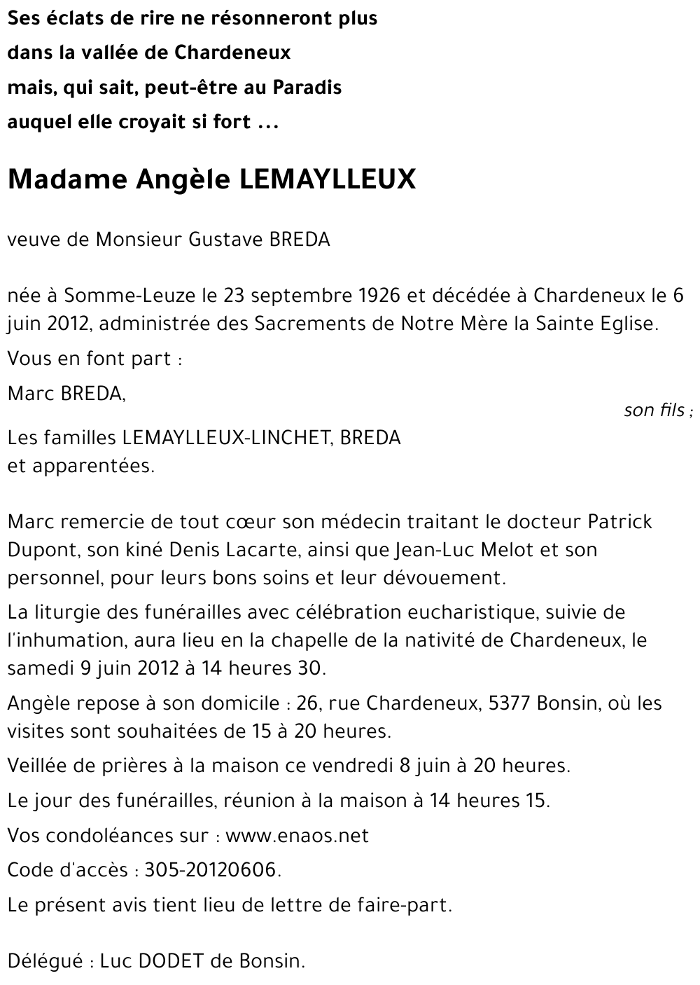 Angèle LEMAYLLEUX