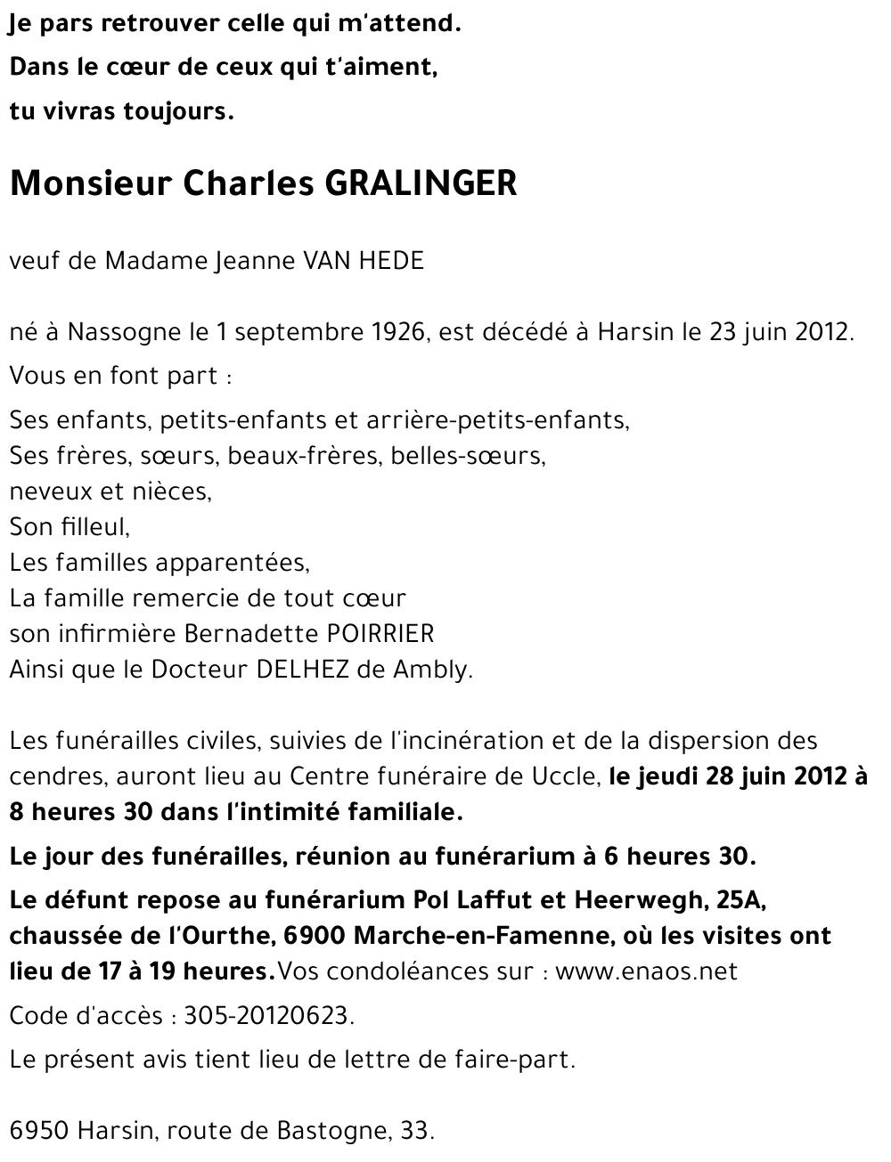 Charles GRALINGER