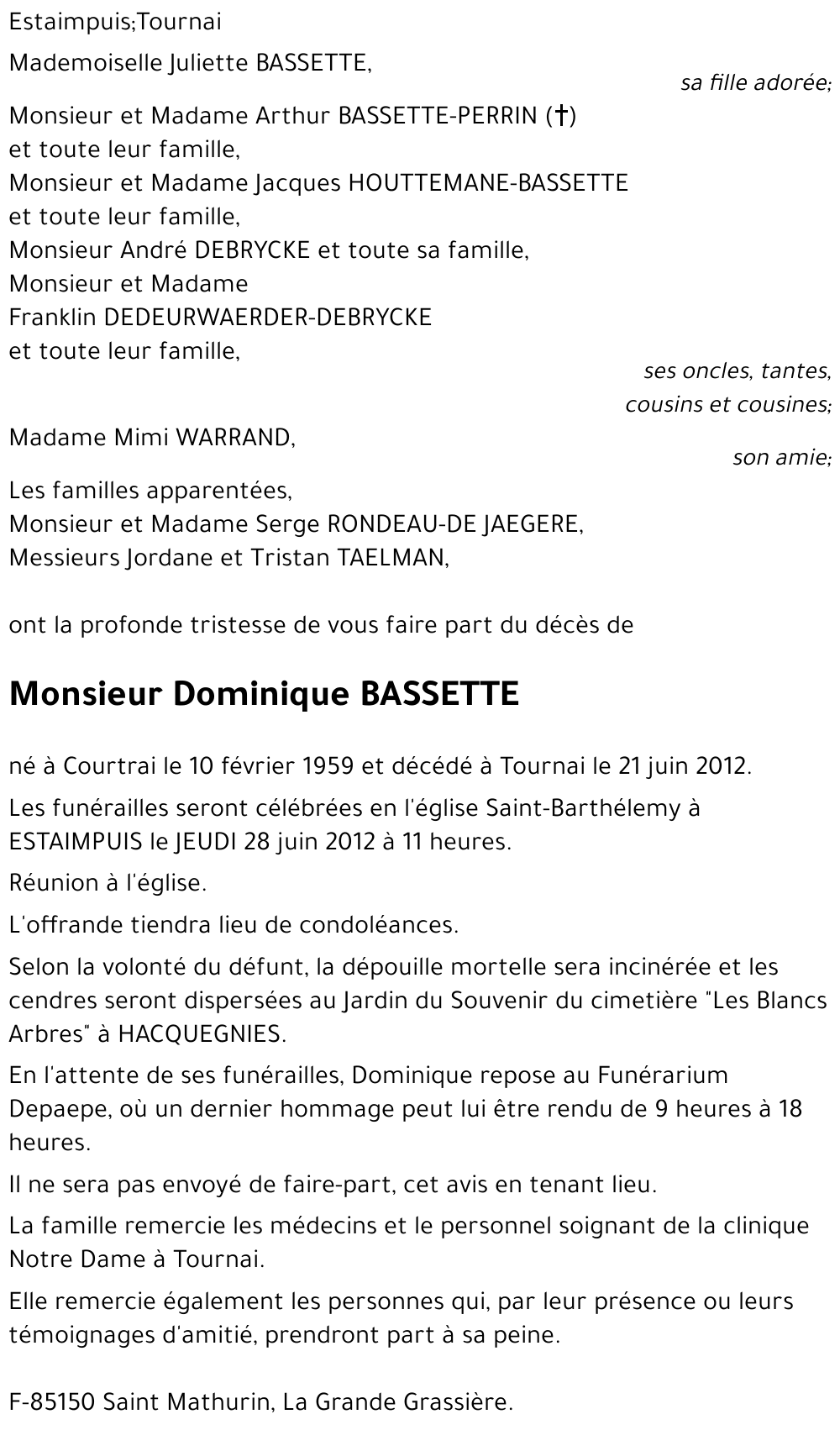 Dominique BASSETTE