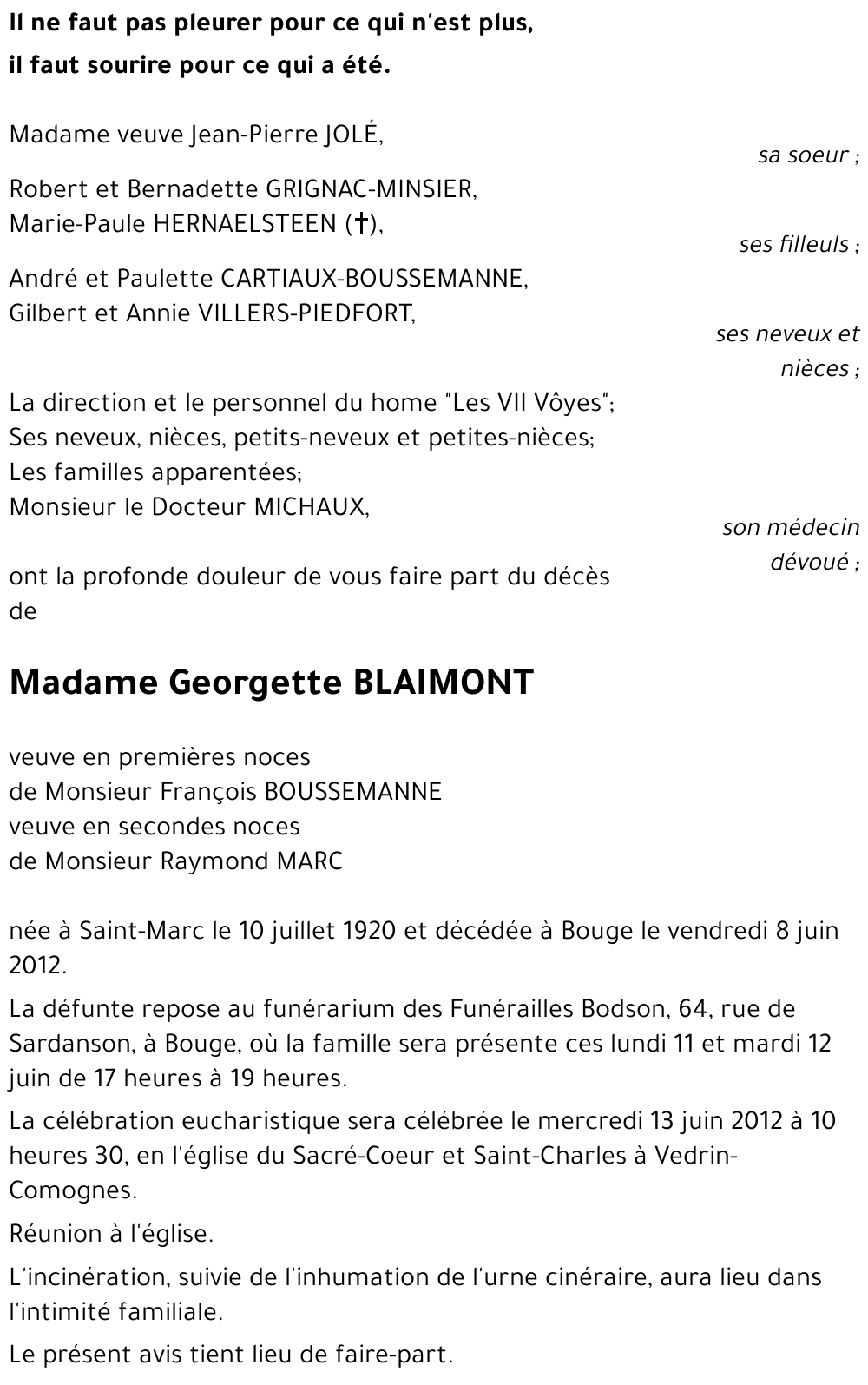 Georgette BLAIMONT