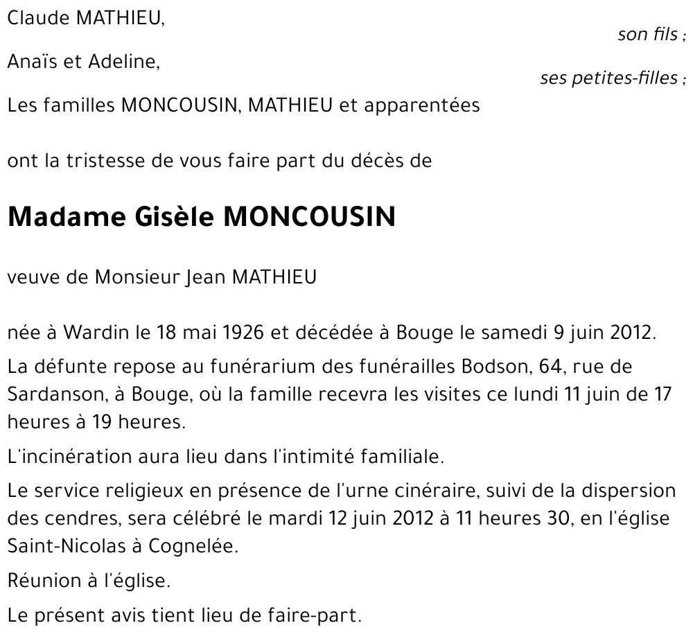 Gisèle MONCOUSIN