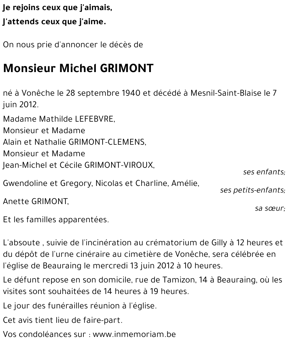 GRIMONT michel