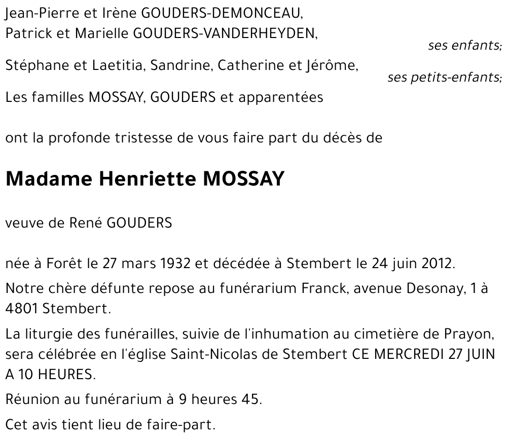 Henriette MOSSAY