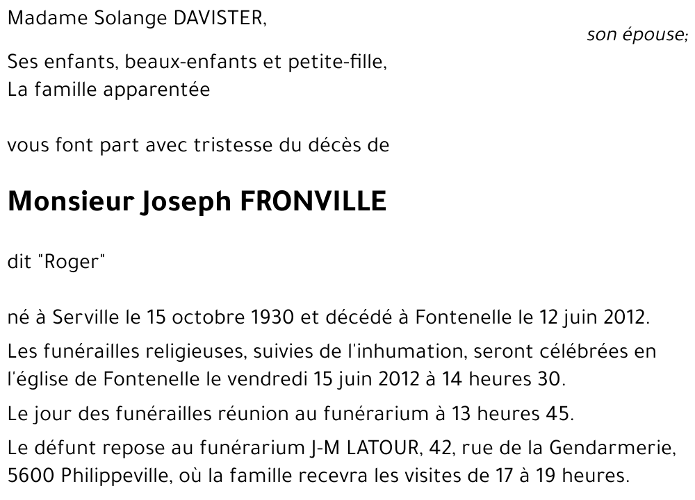 Joseph FRONVILLE