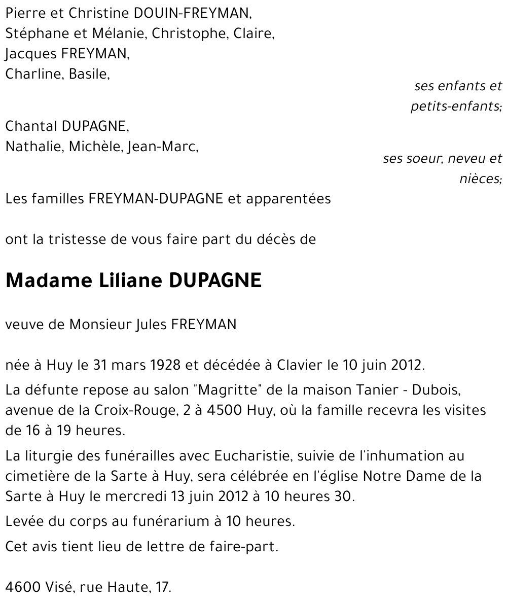 Liliane DUPAGNE