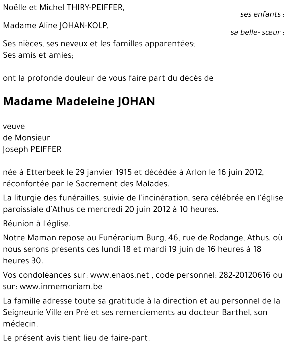 Madeleine JOHAN