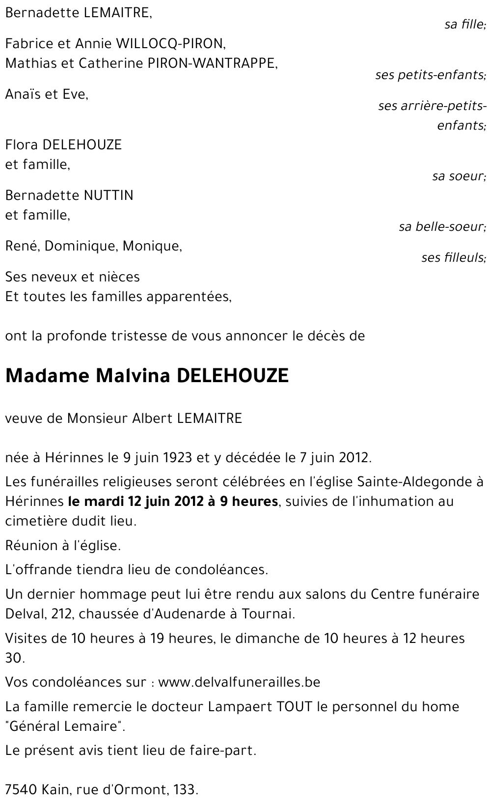 Malvina DELEHOUZE