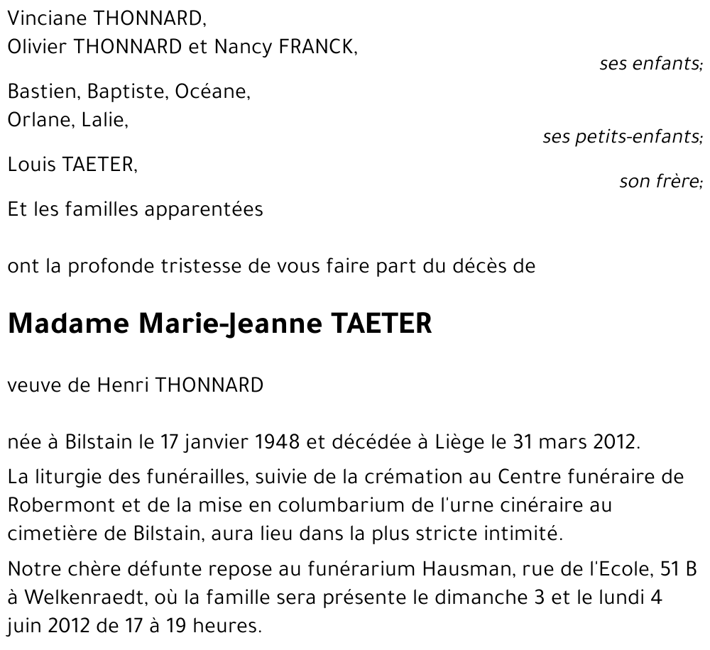 Marie-Jeanne TAETER