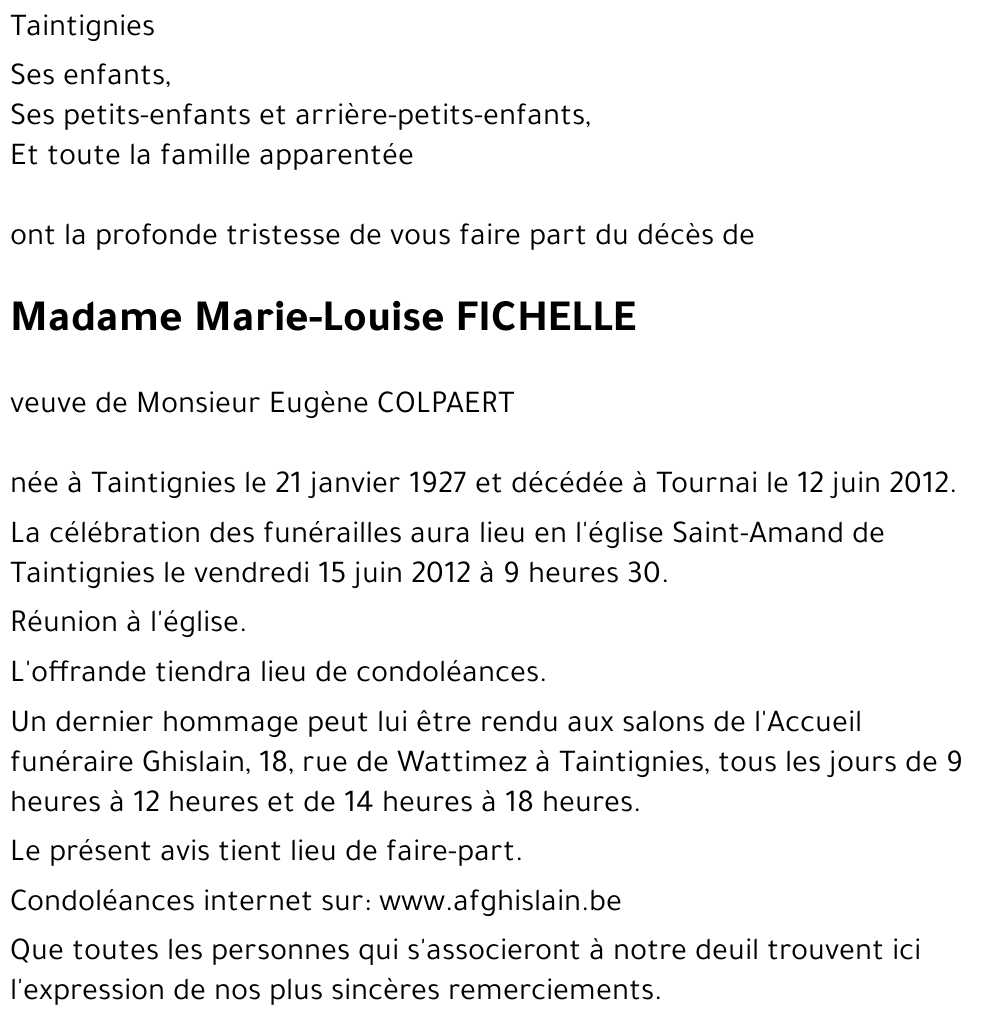 Marie-Louise FICHELLE