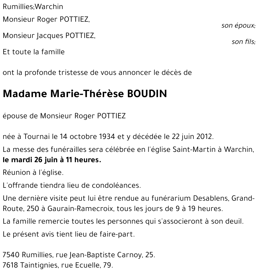 Marie-Thérèse BOUDIN