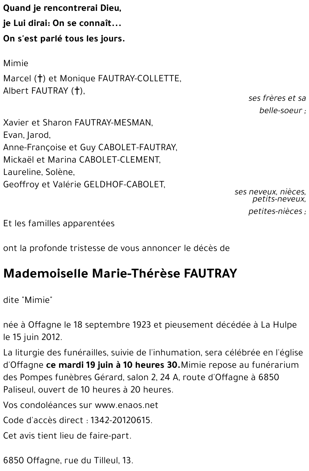 Marie-Thérèse FAUTRAY