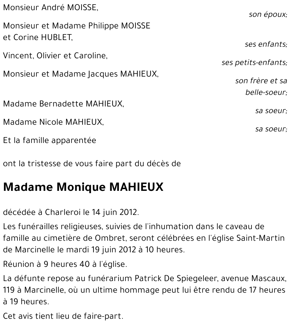 Monique MAHIEUX