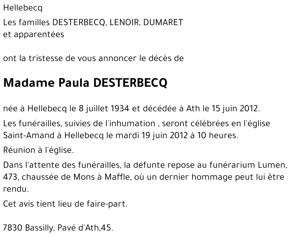 Paula DESTERBECQ