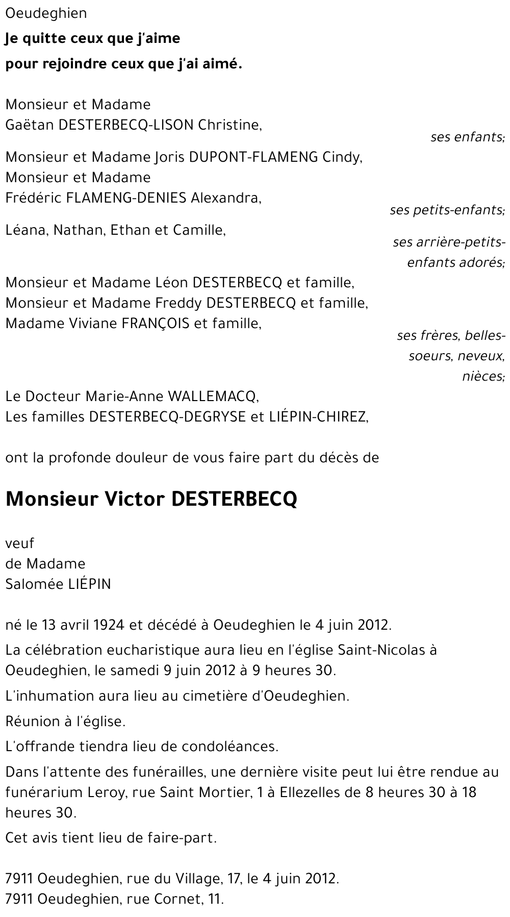 Victor DESTERBECQ