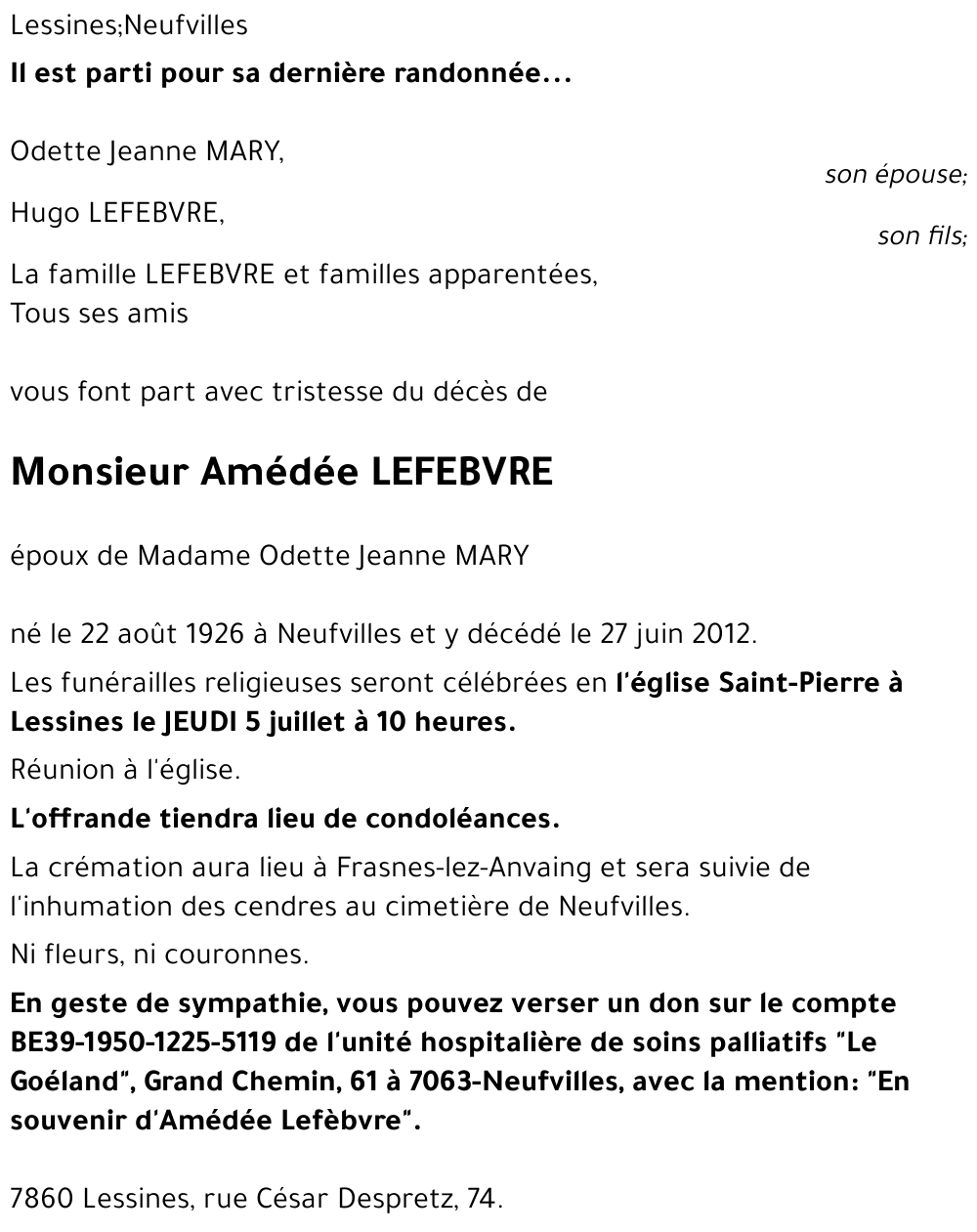 Amédée LEFEBVRE