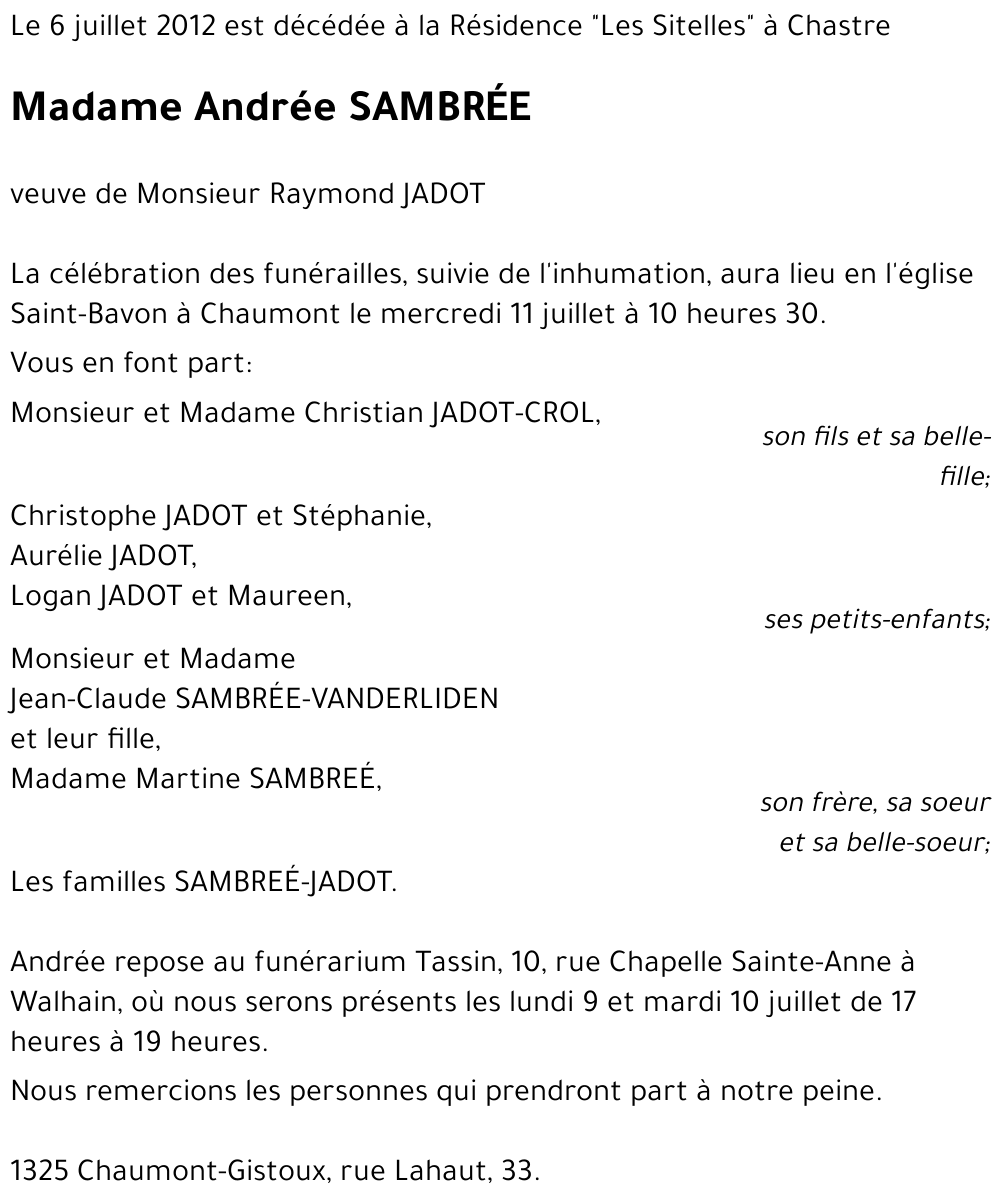Andrée SAMBREE